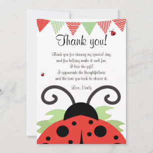 Correspondance Note de Carte de remerciements rouge Ladybug