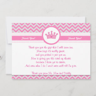 Correspondance Princesse Carte de remerciements rose argent