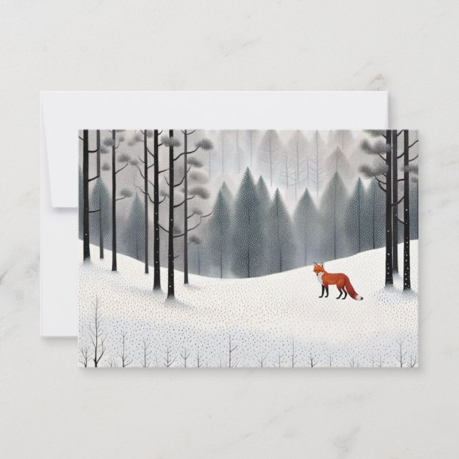 Correspondance Renard moderne en forêt d'hiver Carte de Noël (Devant)