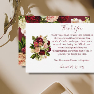 Correspondance Rose Hydrangea Funeral Sympathy Carte de remerciem
