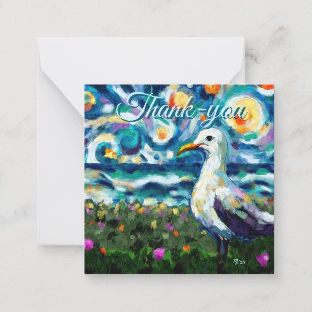 Correspondance Seagull Van Gogh Style Plage Sky Carte de remercie (Devant)
