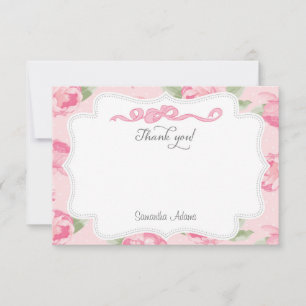Correspondance Shabby Chic Roses Rose Carte de remerciements