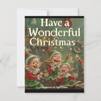 Correspondance Simple Elégant Four Elfs Chantant Carte de Noël