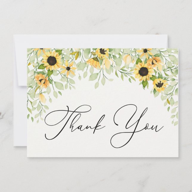 Correspondance Sunflower et verdure Carte de note Merci (Devant)