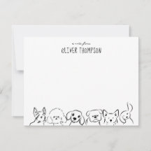 Une note de carte de croquis d'animal de chien mig