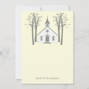 Correspondance Whimsical Chapel Mariage plat Carte de remerciemen