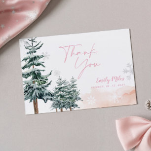 Correspondance Winter Wonderland Carte de remerciements rose