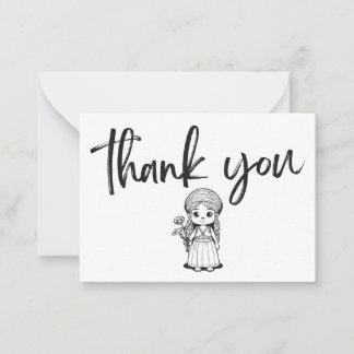 Correspondance Woodland Girl with Daisies Carte de remerciements
