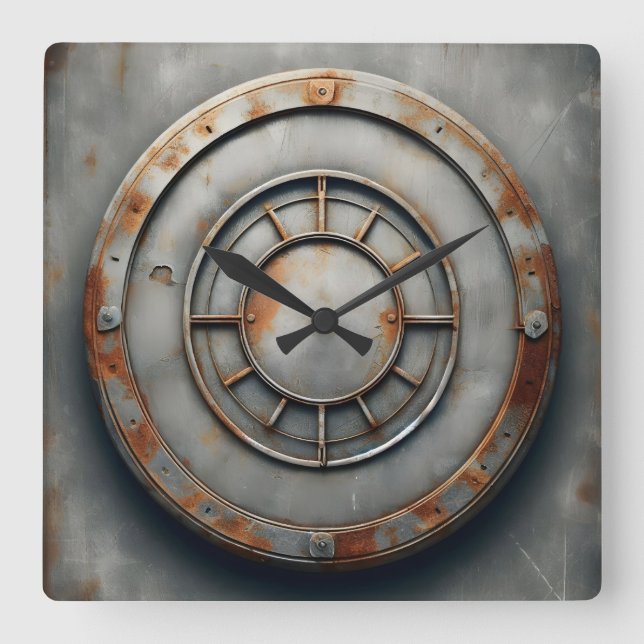 corroded metal object quadratische wanduhr (Vorderseite)