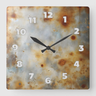 corroded steel plate quadratische wanduhr