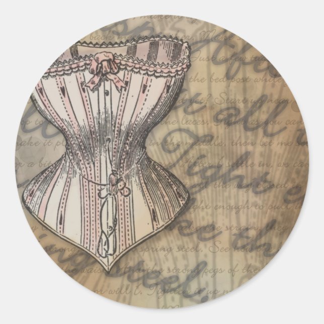 Corset Collage Runder Aufkleber (Vorderseite)