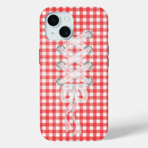 Corset Ribbon Lacing on Gingham Case-Mate iPhone Hülle