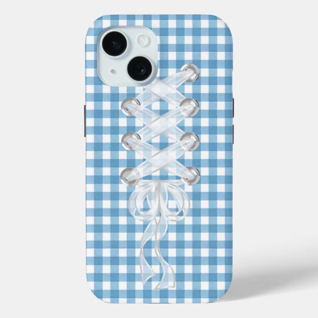 Corset Ribbon Lacing on Gingham Case-Mate iPhone Hülle (Rückseite)