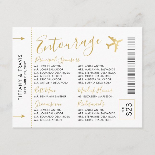 Cortege Thème Voyage Billet d'embarquement Carte d (Devant)