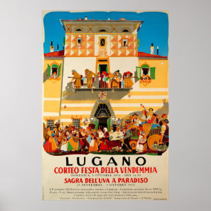 Corteo festa della Vendemmia, Lugano, Reise-Plakat Poster
