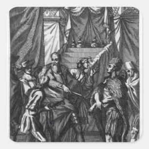Cortes und Montezuma Quadratischer Aufkleber