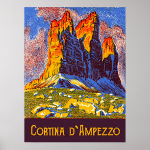 Cortina d'Ampezzo, Gebirge, Italien Poster