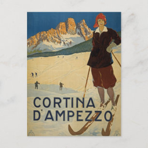 Cortina D'Ampezzo Italie Carte postale ski vintage