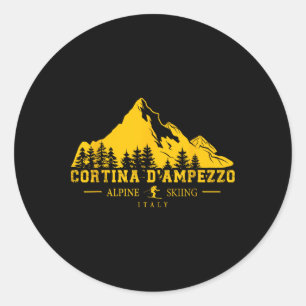 Cortina D'ampezzo Italien Skigebiet Lugano Runder Aufkleber