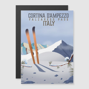 Cortina d'Ampezzo Italien Skiplakat Kunst druck Magnetkarte