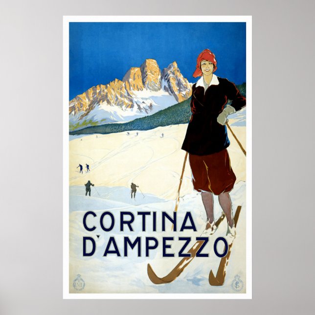 Cortina d'Ampezzo Vintage Travel Poster (Vorne)