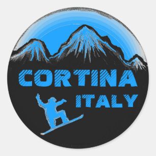 Cortina Italien blaue Snowboardkunstkleber Runder Aufkleber