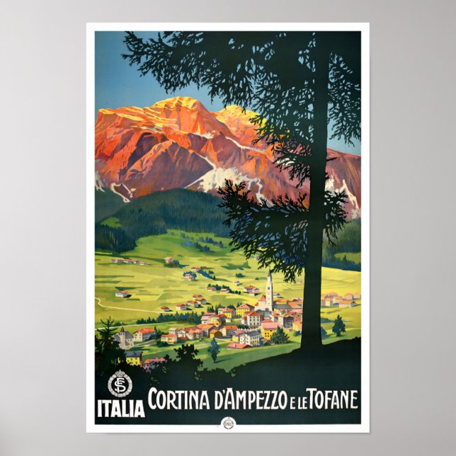 Cortina Italien Jahrgang Reise Poster (Vorne)