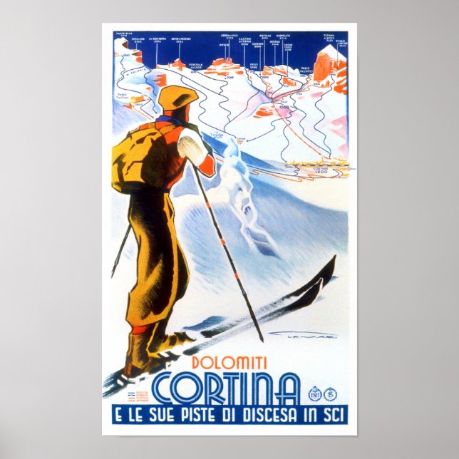 Cortina Italien Jahrgang Reise Poster (Vorne)