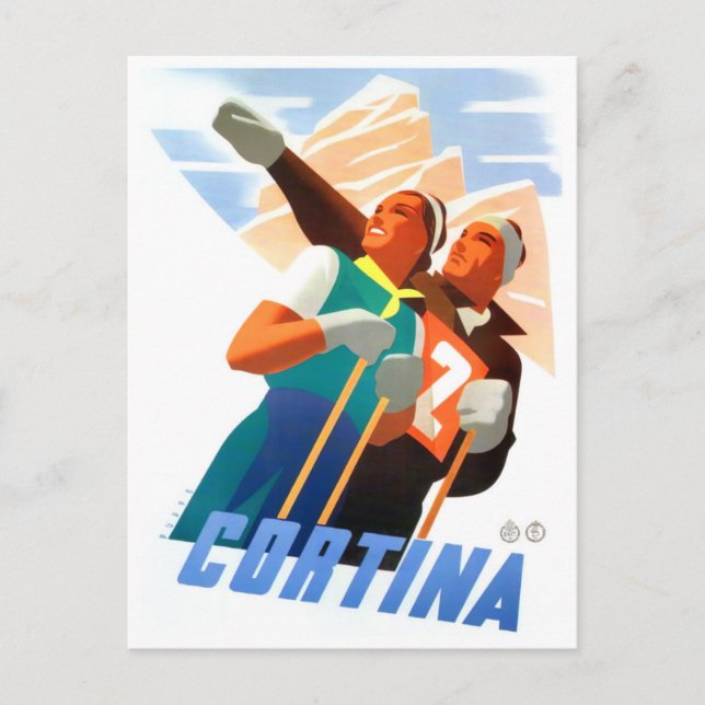Cortina Italien Jahrgang Reise Postkarte (Vorderseite)