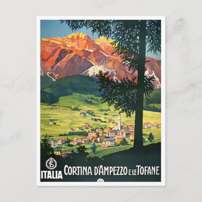 Cortina Italien Jahrgang Reise Postkarte (Vorderseite)