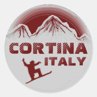 Cortina Italien Rote Snowboardkunstaufkleber