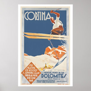 Cortina Italien Wintersport in den Dolomiten Poster