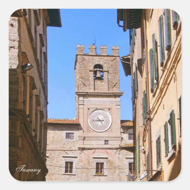 Cortona. Italien. Toskana Quadratischer Aufkleber (Vorderseite)