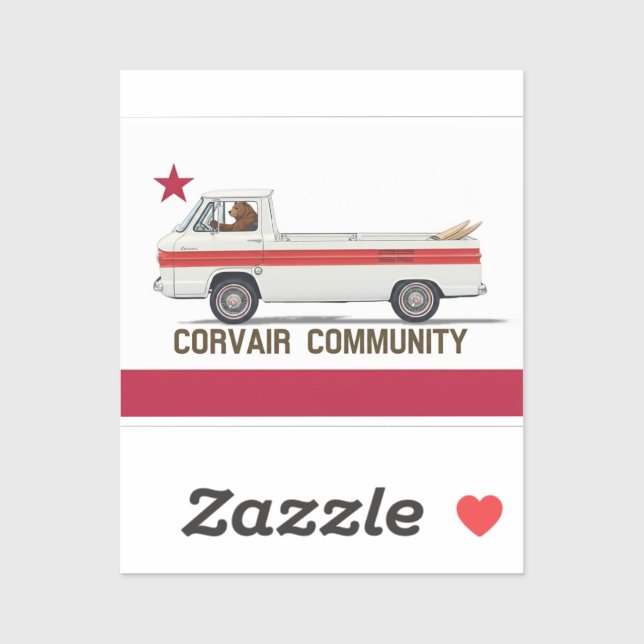 Corvair Community California Rampy Flag Aufkleber (Blatt)