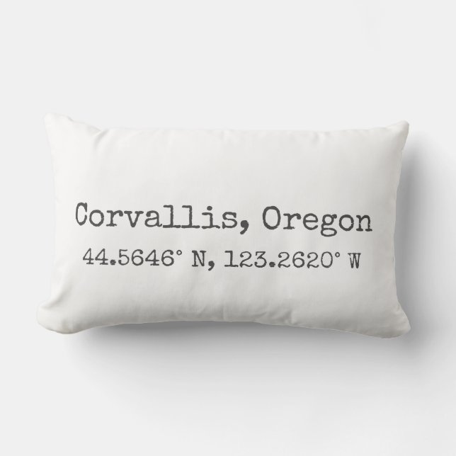 Corvallis, Oregon-Koordinaten Lumbar Pillow Lendenkissen (Vorderseite)