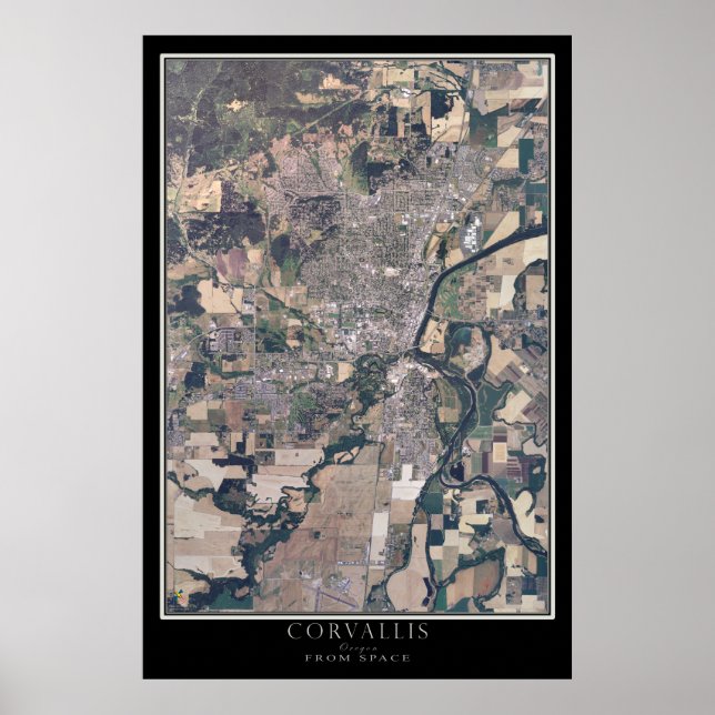 Corvallis Oregon von der Satelliten-Karte Poster (Vorne)