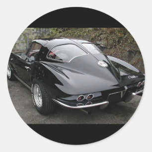 Corvette Classic Black Split Window Runder Aufkleber