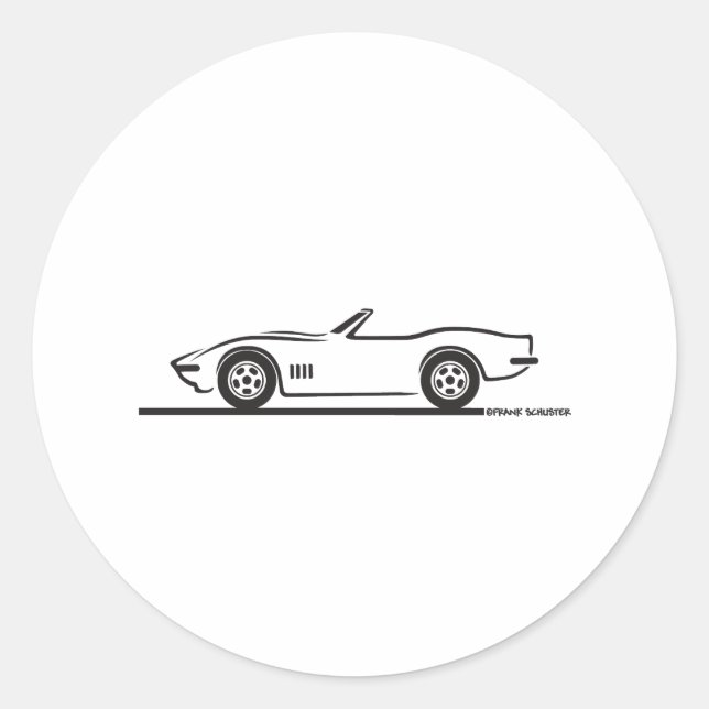 Corvette Convertible 1968-69 Runder Aufkleber (Vorderseite)