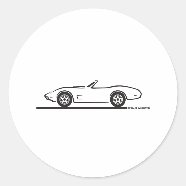 Corvette Convertible 1974 - 1977 Runder Aufkleber (Vorderseite)