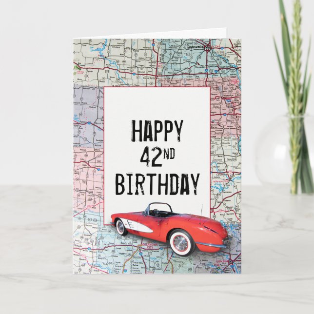 Corvette rétro 42e anniversaire sur la carte (Devant)