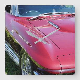 Corvette Retro Man Cave Quadratische Wanduhr
