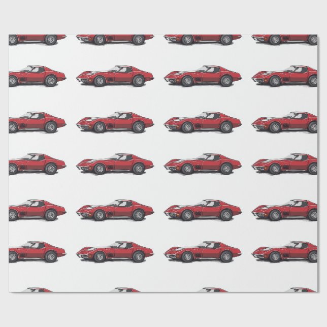 Corvette rotes Geschenkpapier (Flach)