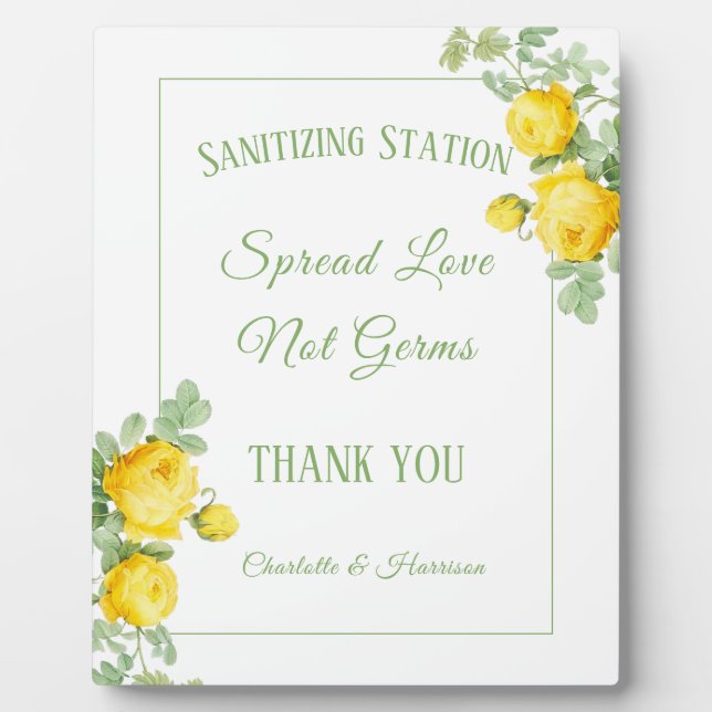 Corvid Wedding Signs Gelbe Rosen Personalisiert Fotoplatte (Vorderseite)