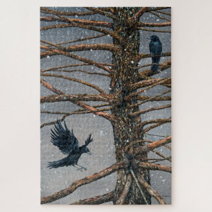 Corvus Corvidae und das Puzzle Cedar Jigsaw