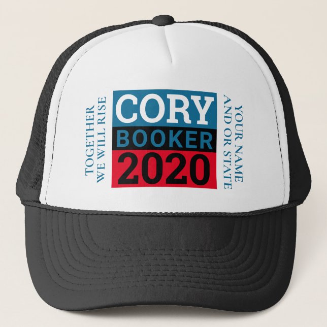 Cory Booker 2020 personalisierte ABSTIMMUNG Waren Truckerkappe (Vorderseite)