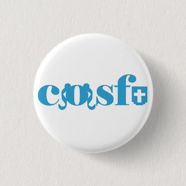 Cosfu - schlichtes weißes Logo Button (Vorderseite)