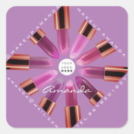 Cosmetica Makeup Rose Gold Lipsticks Lavendel Quadratischer Aufkleber