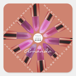 Cosmetica Makeup Rose Gold Lipsticks Logo Shop Quadratischer Aufkleber