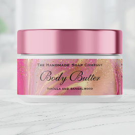 Cosmetics Body Butter Jar Label Pink Gold glitter