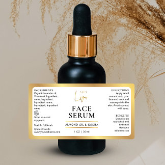 Cosmétique blanc et or 1 OZ Étiquette de bouteille